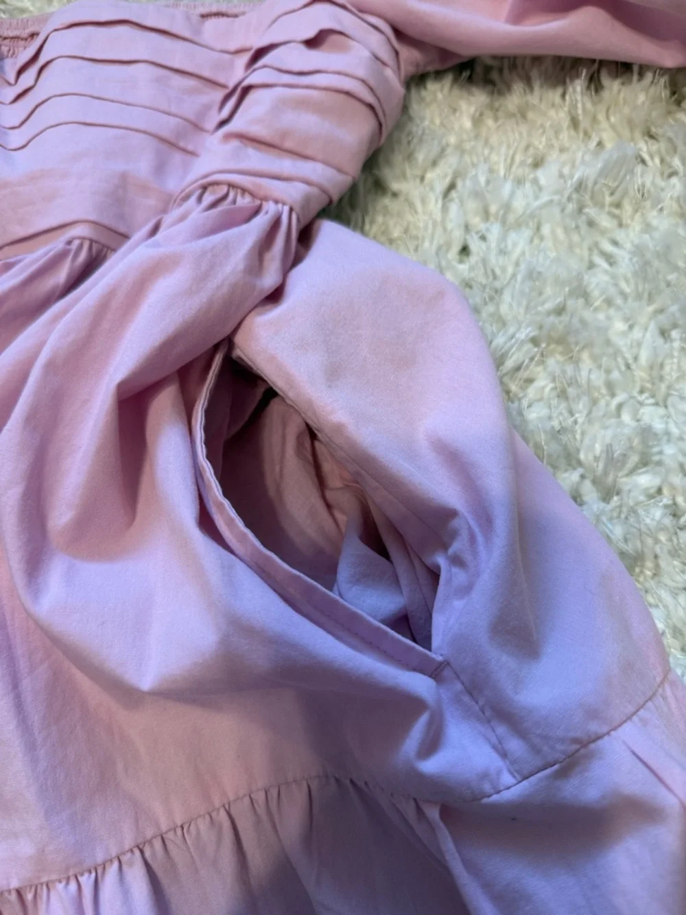 Abercrombie & Fitch Light Pink Puff-Sleeve Tiered Dress - Picture 5 of 5